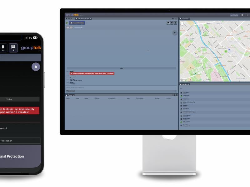 Alert text messages in GroupTalk Dispatch, command and control center