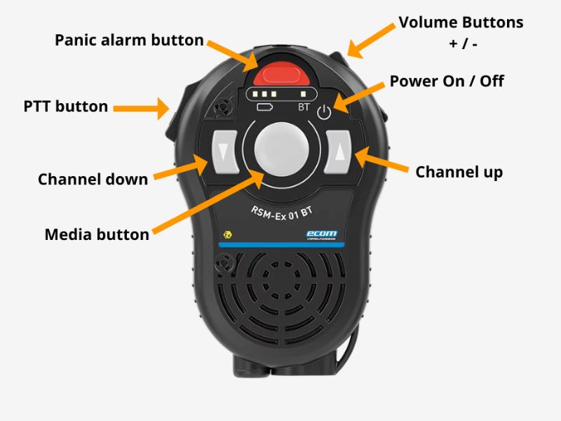 ATEX RSM Remote Speaker Microphone with functions such as panic alarm / personal alarm ptt button