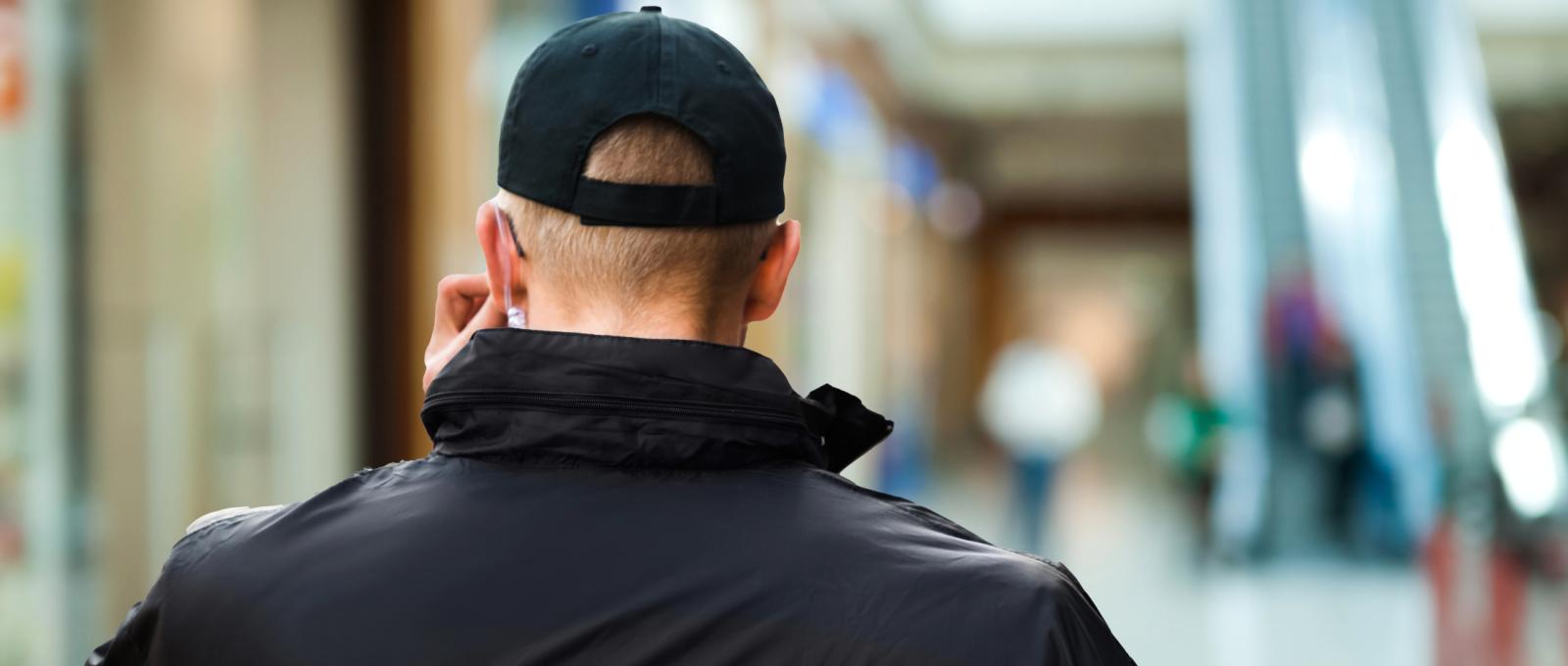 Security guard working in a shopping mall