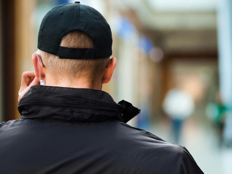 Security guard working in a shopping mall
