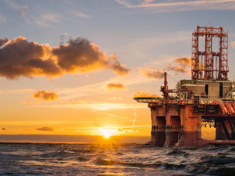 Oil and gas platform in the sea