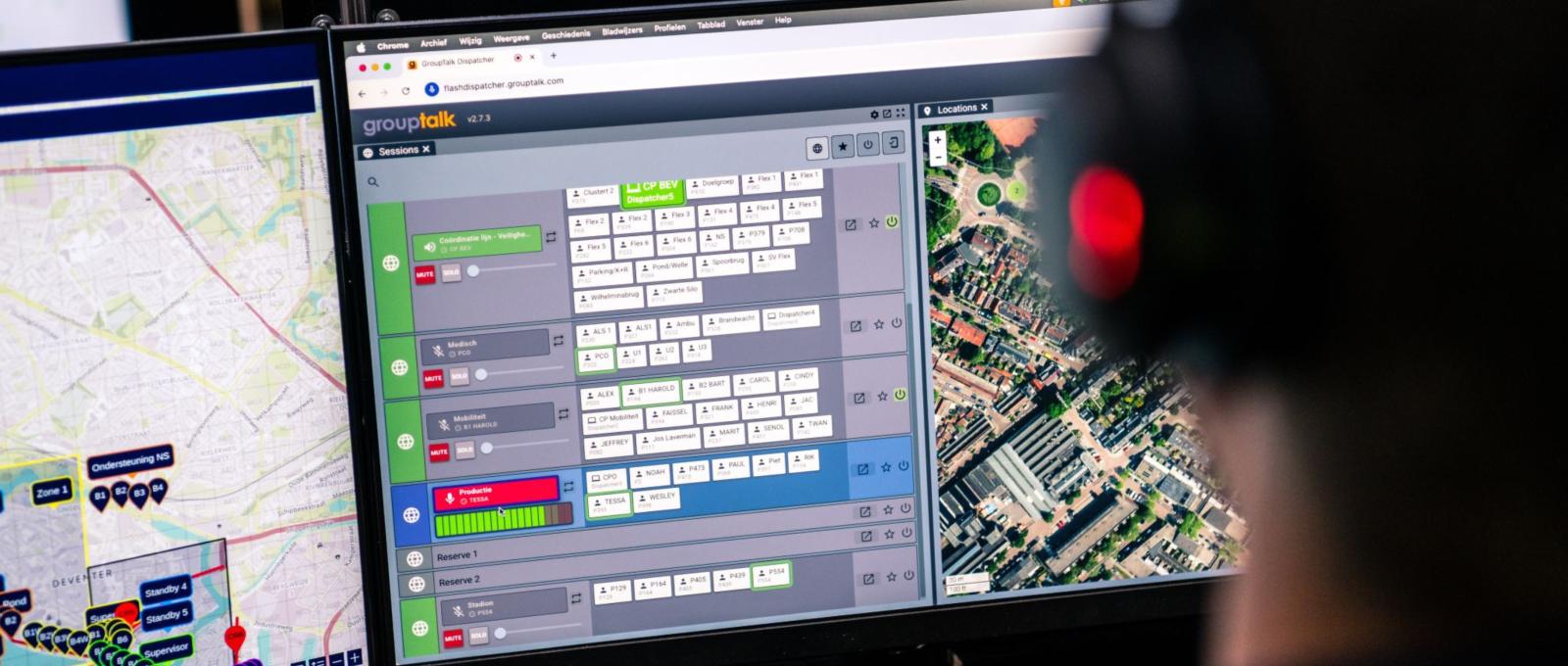 Dispatcher using GroupTalk PTT solution at command and control center in the Netherlands