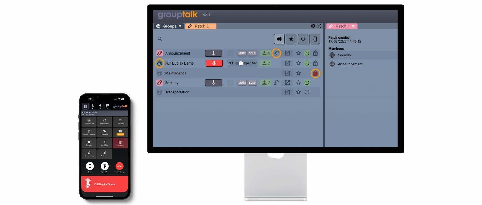 GroupTalks product news in PC Dispatcher, full duplex, group locking and patching