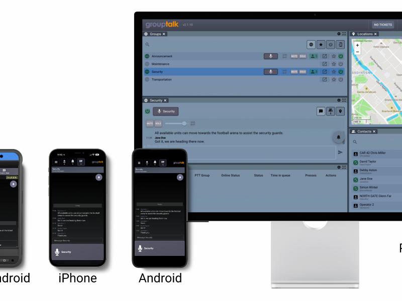 ATEX EX02 smartphone, GroupTalk PC Dispatch with text message feature