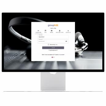 GroupTalk web admin portal login page on a PC for secure access.