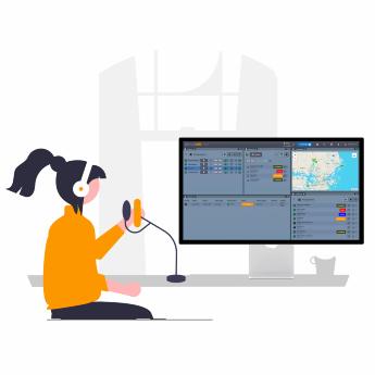 PC dispatch operator using GroupTalk platform for real-time command and control communication.