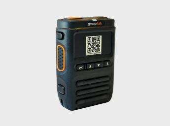 Remote speaker microphone with QR code for bluetooth pairing