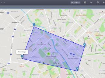 Map with GeoJSON layer highlighting area between four points.