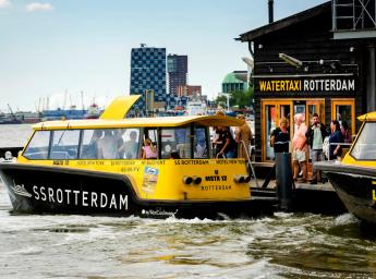 Watertaxi in Rotterdam waiting for passengers at dock