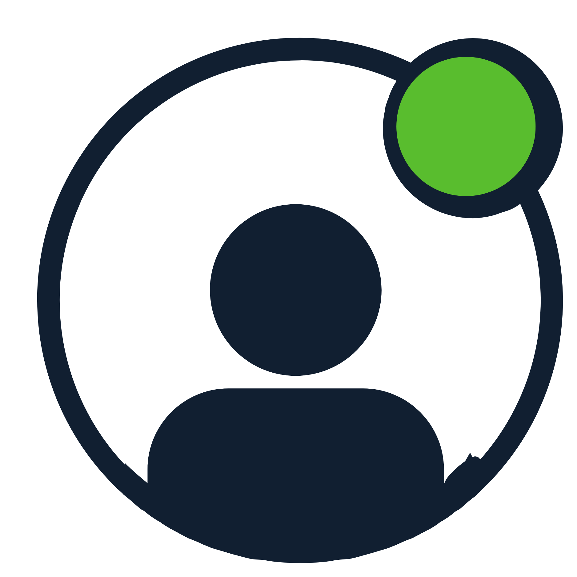 Person icon with green status indicating available for work.